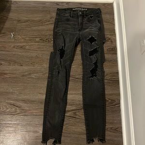 American eagle black jeans high rise